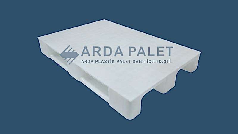 80X120 Beyaz Düz Plastik Palet 3 Kızaklı