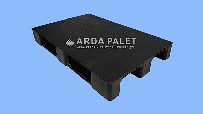 80X120 Siyah Düz 3 Kızaklı Plastik Palet